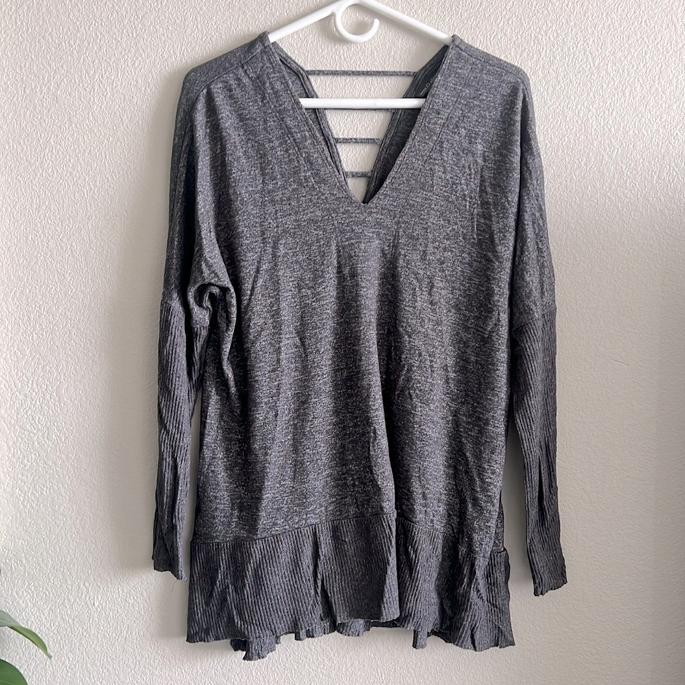 Bold Elements Gray Ladder Strap Tunic M Cozy Casual Lounge Minimalist